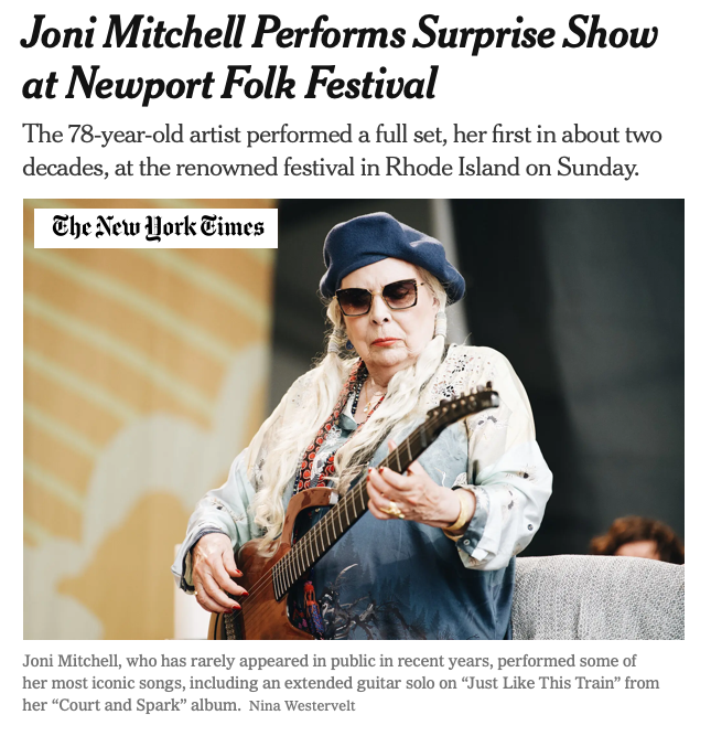 Joni Mitchell at the Newport Folk Festival, July 24th 2022 — Ken
